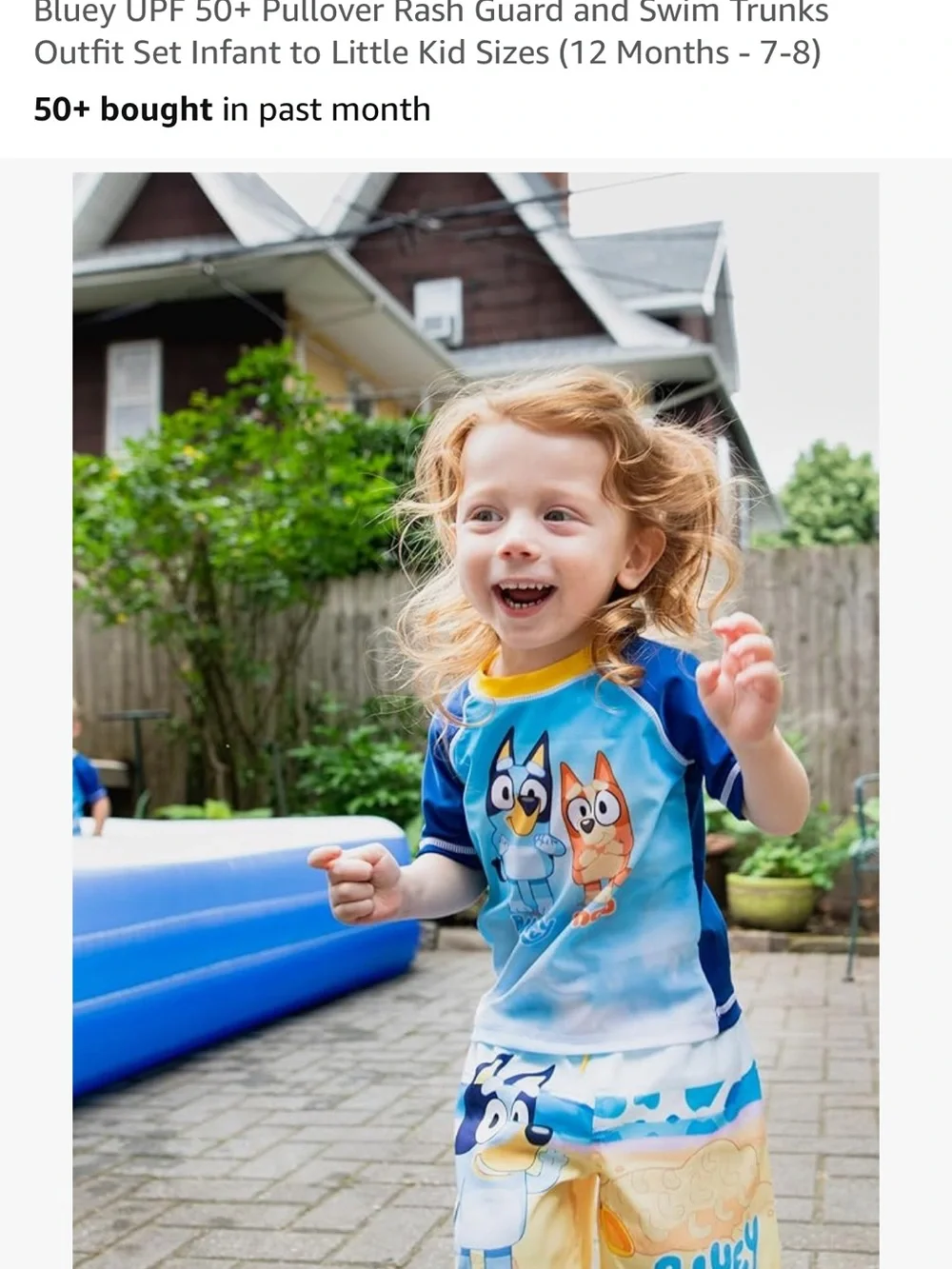 Bluey & Bingo Kids' Short-Sleeve Rash Guard Swim Set - Blue/Yellow